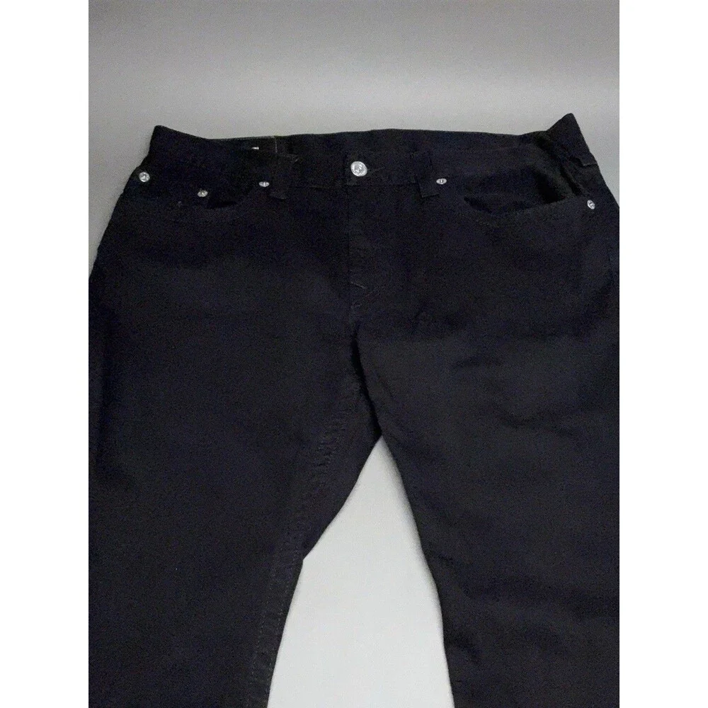 True Religion Mens Black Dark Wash Relaxed Straight Stretch Jeans 5-Pocket 38x30
